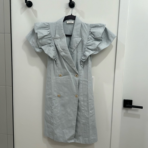 Sandro Angelina Dress | Sandro Flutter Sleeve Double Breasted Dress - Picture 5 of 5